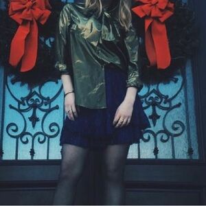 & Other Stories Metallic Tie Front Blouse